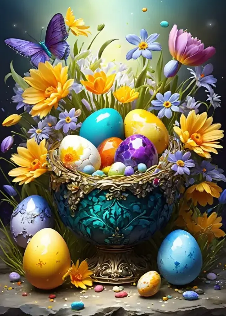 Bluebird Puzzle: Easter Eggs and Flowers (500)