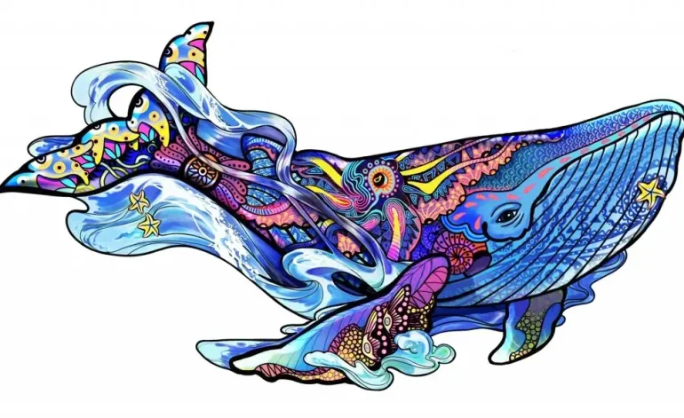 Eureka: Rainbow Wooden Puzzles, Blue Whale (101)