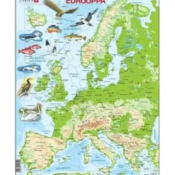 Larsen: Rampussel - Europakarta med Fågel- och Fiskarter (87)