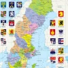 Larsen: Rampussel - Sverigekarta med Länsvapen (70)