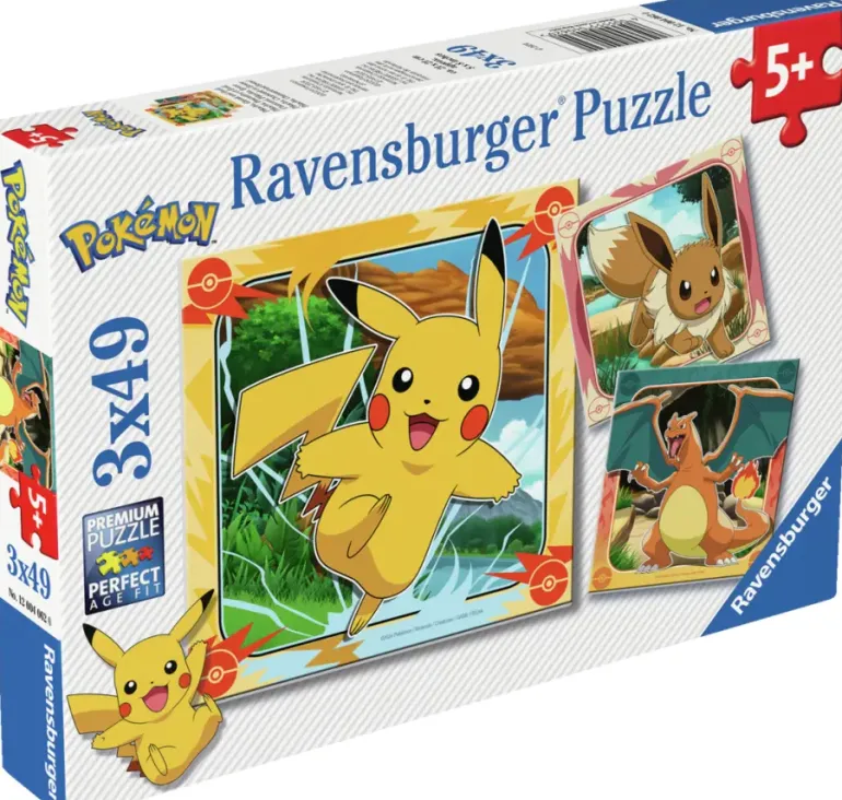 Ravensburger: Pokemon - Pikachu, Charizard and Eevee! (3 x 49)