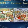 Ravensburger: The Christmas Market & Santa's Christmas Supper (2 x 500)
