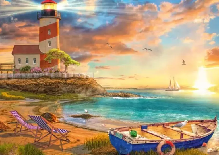 Schmidt: Sunset Over Lighthouse Bay (1000)