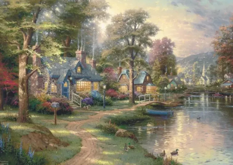 Schmidt: Wooden Träpussel - Thomas Kinkade Studios, Hometown Lake (1000)